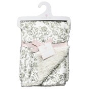 Wholesale - 1pc Mink & Sherpa Blanket - Brown Sketched Floral C/P 48, UPC: 195010142502